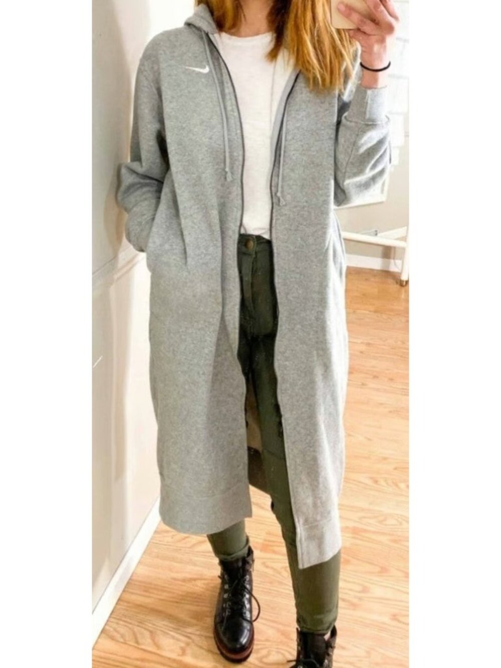 Nike Sportswear Women's Long Line Full-Zip Fleece Sweater Hoodie Trench Double - Picture 12 of 12